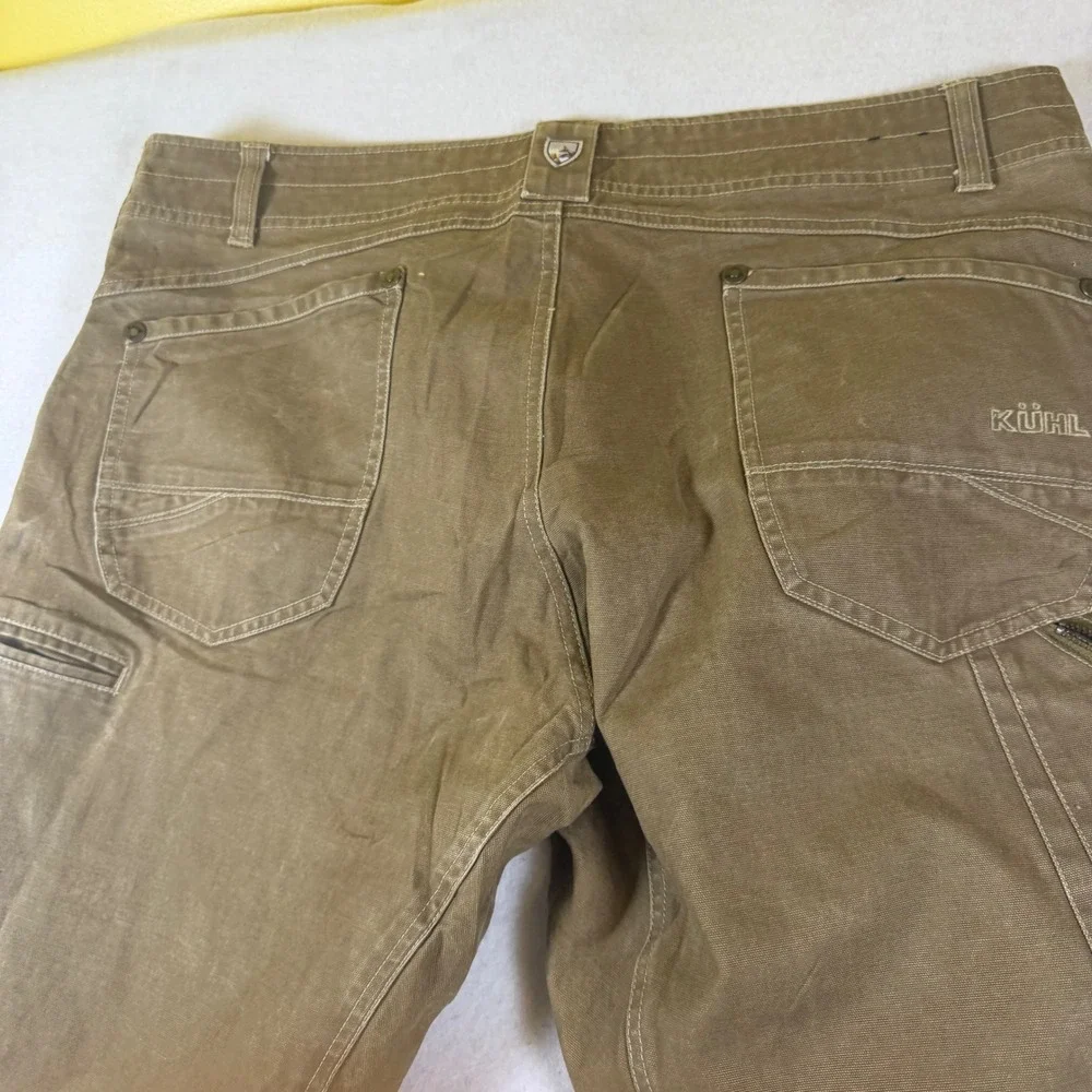 Kuhl The Law Mens 40x34 Heavy Duty Canvas Work Pants Tan Articulated Knee 7862